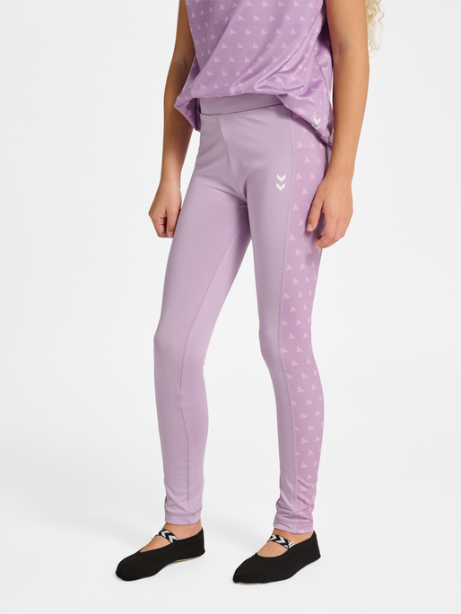 hmlJR MIX MID WAIST TIGHTS, LAVENDER MIST, model