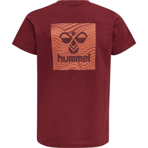 hmlOFFGRID TEE S/S KIDS, RHUBARB/NASTURTIUM, packshot