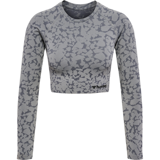 hmlMT PI SEAMLESS CROP T-SHIRT L/S, SHARKSKIN, packshot