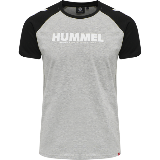 hmlLEGACY BLOCKED T-SHIRT, GREY MELANGE, packshot