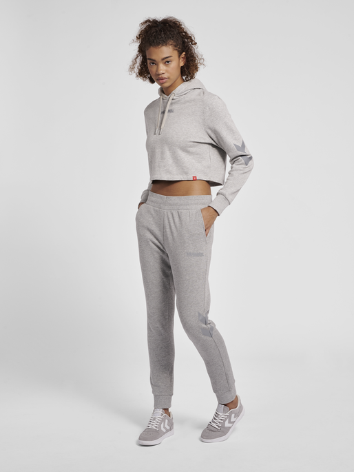 hummel LEGACY WOMAN CROPPED HOODIE GREY MELANGE hummel