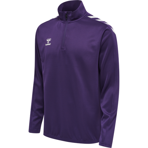 hmlCORE XK HALF ZIP POLY SWEAT, ACAI/WHITE, packshot
