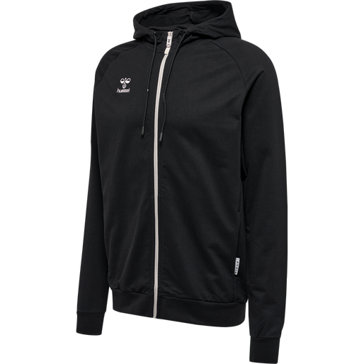 hmlMOVE GRID COTTON ZIP HOODIE, BLACK, packshot