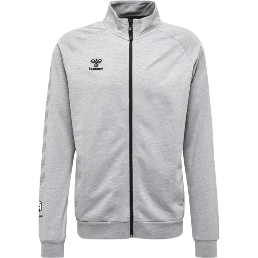 hmlMOVE GRID COTTON ZIP JACKET, GREY MELANGE, packshot