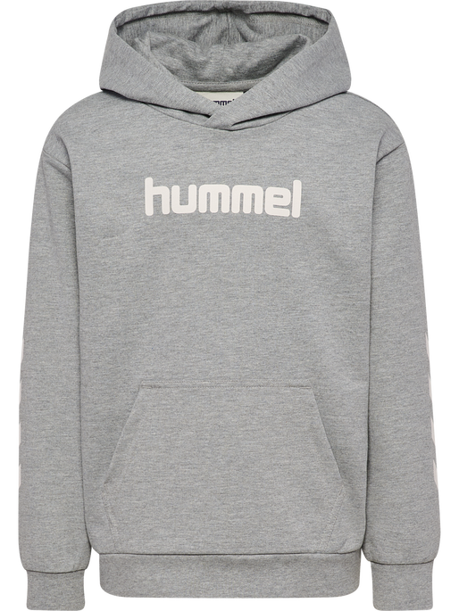 hmlJR LOGO HOODIE, GREY MELANGE hmlJR LOGO HOODIE, GREY MELANGE, packshot