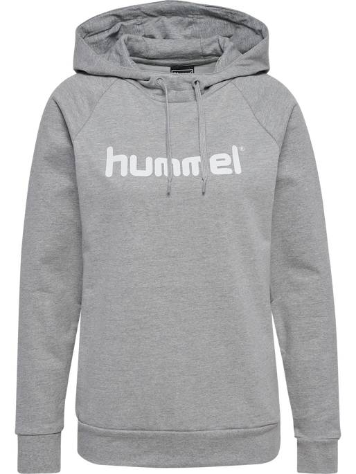 HMLGO COTTON LOGO HOODIE WOMAN, GREY MELANGE, packshot
