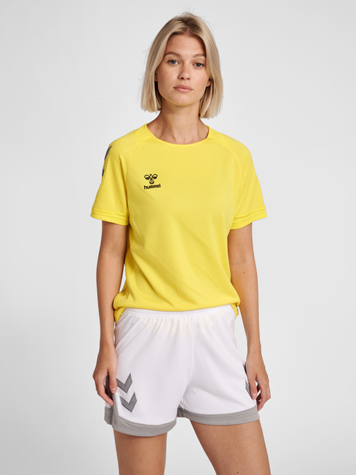 hmlLEAD WOMENS S/S POLY JERSEY, BLAZING YELLOW, model
