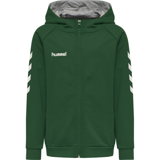 HMLGO KIDS COTTON ZIP HOODIE, EVERGREEN, packshot