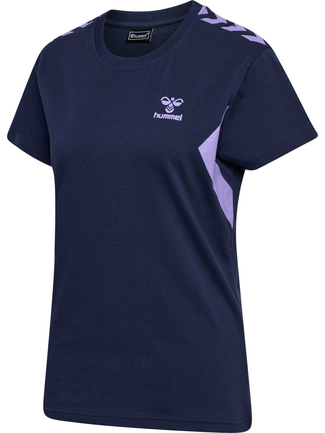 hmlSTALTIC COTTON T-SHIRT S/S WOMAN, MARINE/PAISLEY PURPLE, packshot