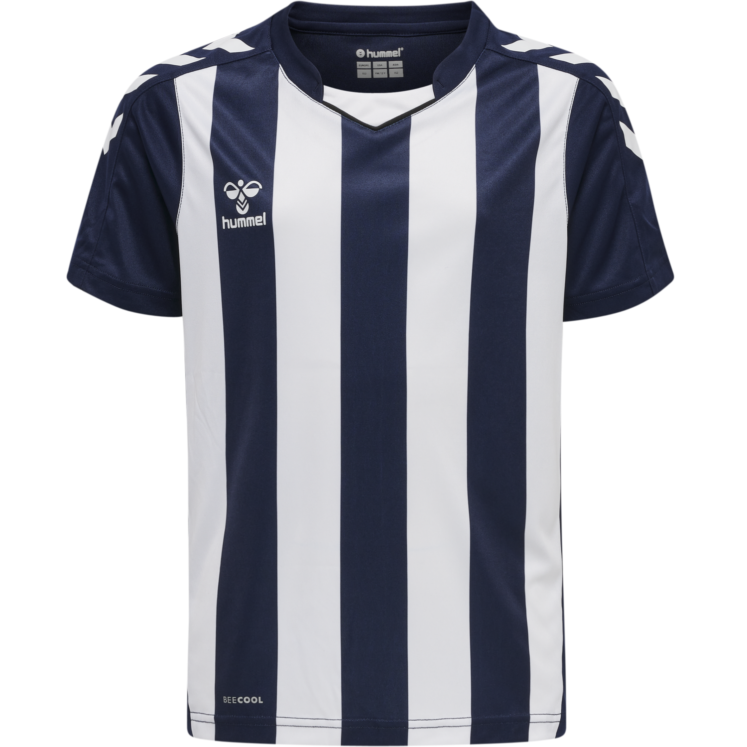 hmlCORE XK STRIPED JERSEY S/S KIDS, MARINE/WHITE, packshot