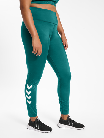hmlTE CURVY HIGHT WAIST TIGHTS PLUS, DEEP TEAL, model