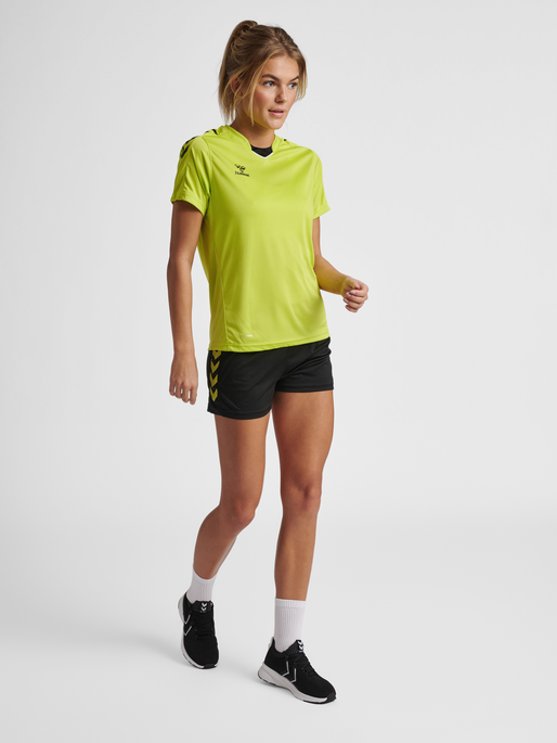 hmlCORE XK POLY SHORTS WOMAN, BLACK/LIME POPSICLE, model