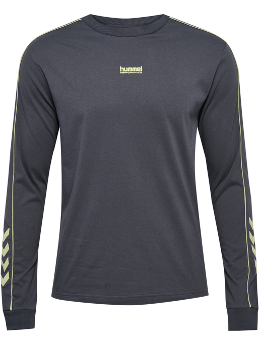 hmlPULSE PIPING T-SHIRT L/S, BLACKENED PEARL, packshot