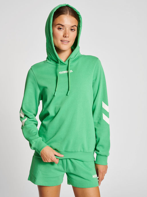 hmlLEGACY WOMAN HOODIE, GREEN SPRUCE, model