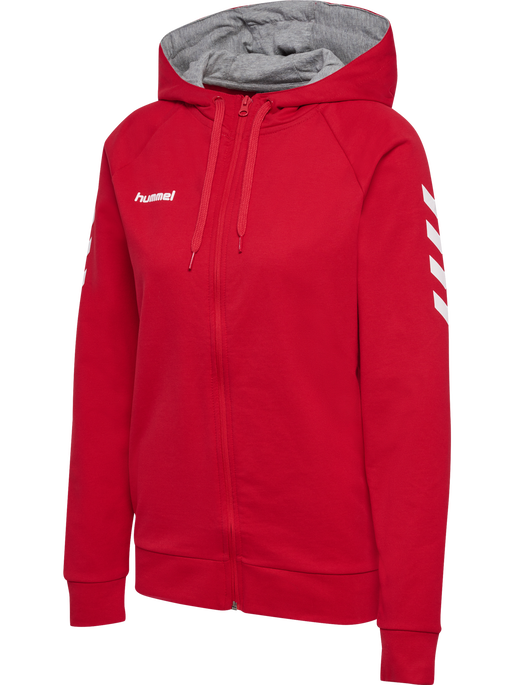 HMLGO COTTON ZIP HOODIE WOMAN, TRUE RED, packshot