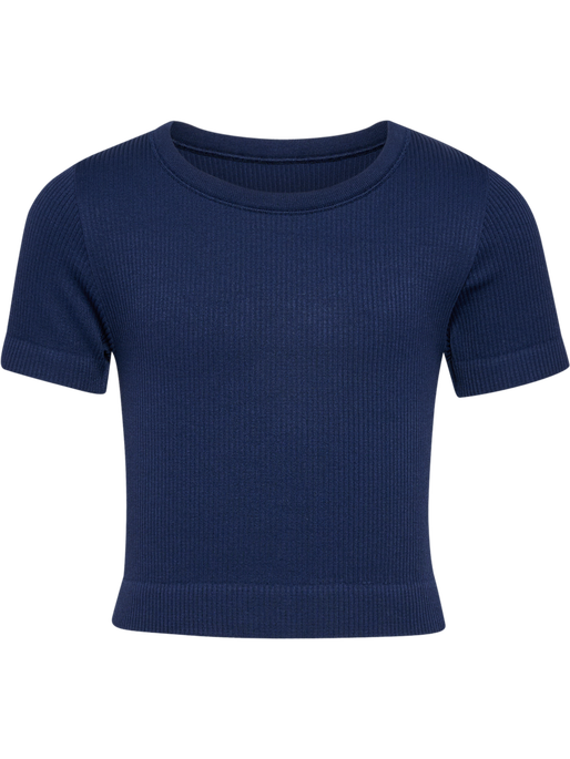 hmlJR SEAMLESS RIB T-SHIRT S/S, BLACK IRIS, packshot