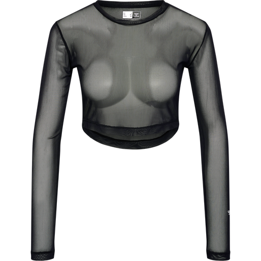 hmlMT FIERCE MESH T-SHIRT L/S, BLACK, packshot