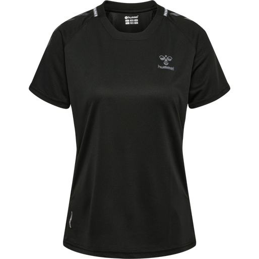 hmlONGRID POLY JERSEY S/S WO, JET BLACK/FORGED IRON, packshot