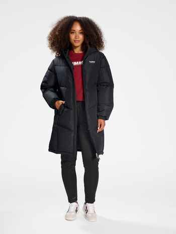 hmlLGC MIA LONG PUFF COAT, BLACK, model