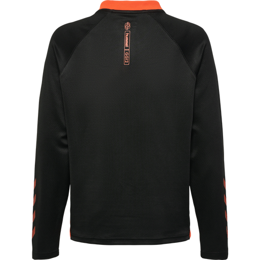 hmlGG12 ACTION HALF ZIP SWEAT KIDS, BLACK/CHERRY TOMATO, packshot