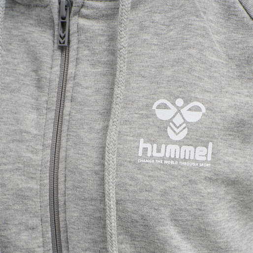 hmlNONI ZIP HOODIE, GREY MELANGE, packshot