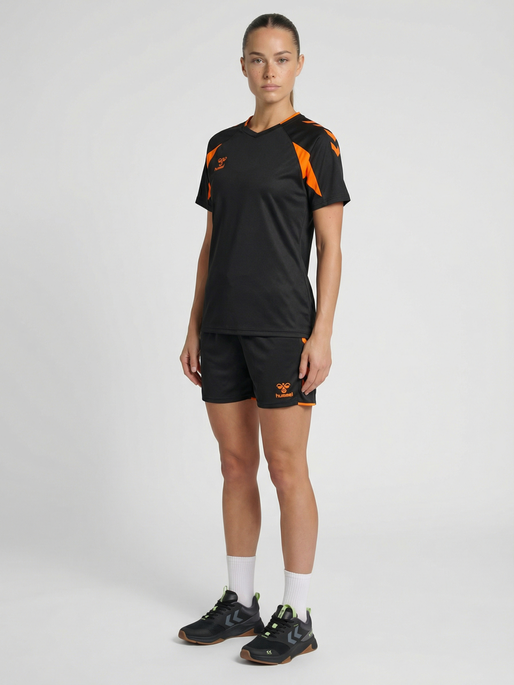 hmlCORE 2.0 JERSEY S/S WOMAN, BLACK/ORANGE TIGER, model