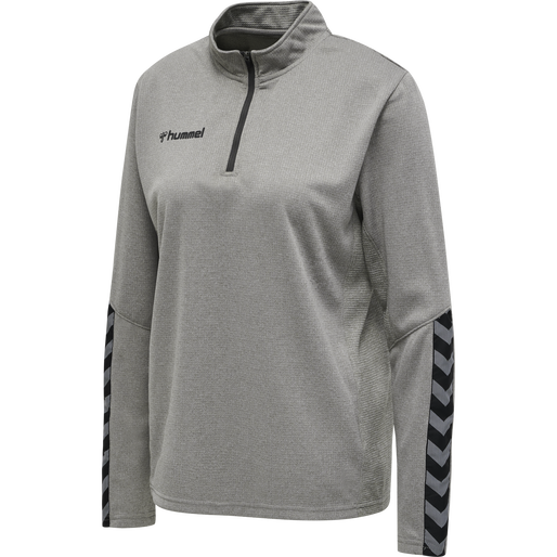 hmlAUTHENTIC HALF ZIP SWEATSHIRT WO, GREY MELANGE, packshot