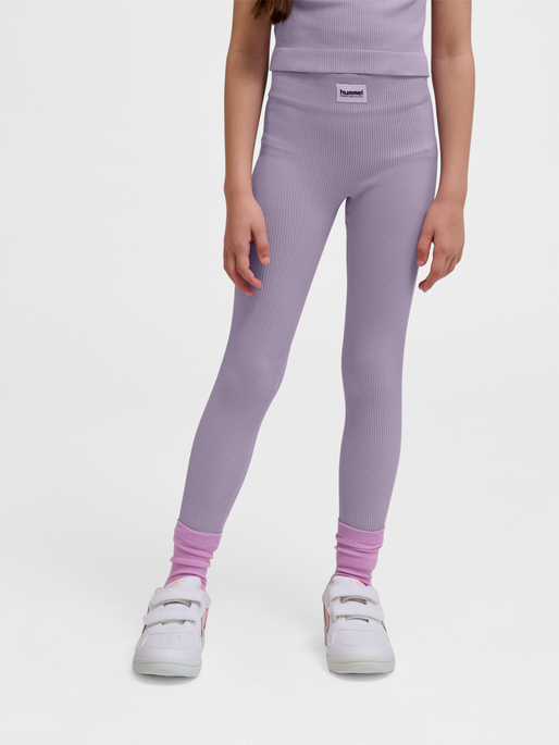 hmlJR SEAMLESS RIB MW  TIGHTS, LAVENDER GRAY, model