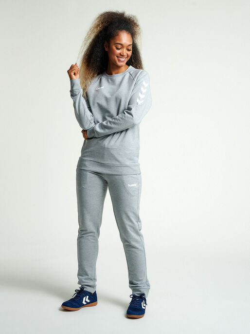 HMLGO COTTON SWEATSHIRT WOMAN, GREY MELANGE, model