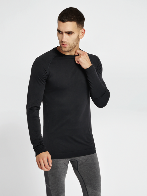 hummel STROKE SEAMLESS T-SHIRT L/S - BLACK