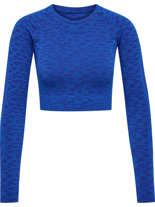 hmlMT LEO SEAMLESS CROP T-SHIRT L/S, OLYMPIAN BLUE/SODALITE BLUE ME hmlMT LEO SEAMLESS CROP T-SHIRT L/S, OLYMPIAN BLUE/SODALITE BLUE ME, packshot
