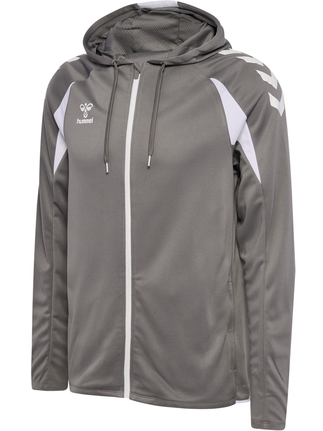 hmlCORE 2.0 ZIP HOODIE, STEEL GRAY/WHITE, packshot