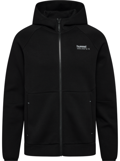 hmlTECH FLEECE REGULAR ZIP HOODIE, BLACK hmlTECH FLEECE REGULAR ZIP HOODIE, BLACK, packshot
