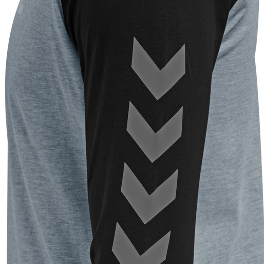 hmlLEGACY BLOCKED T-SHIRT L/S, GREY MELANGE, packshot