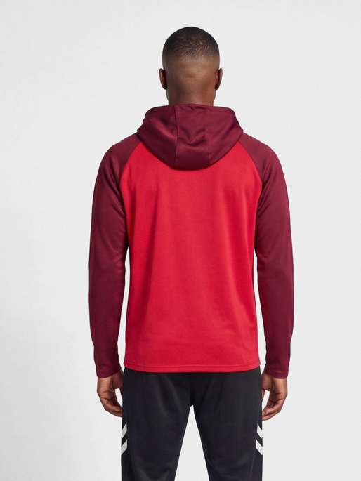 hmlLEAD 2.0 ZIP HOODIE, TRUE RED/MAROON, model