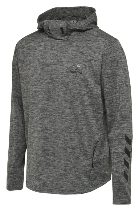 hmlASTON HOODIE, DARK GREY MELANGE, packshot