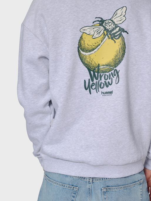 hmlLOOSE CREW WRONG YELLOW, LIGHT GREY MELANGE, model