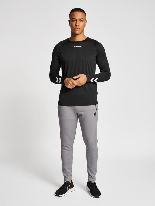 hummel MELANGE INTERVAL - GREY TAPERED MT PANTS