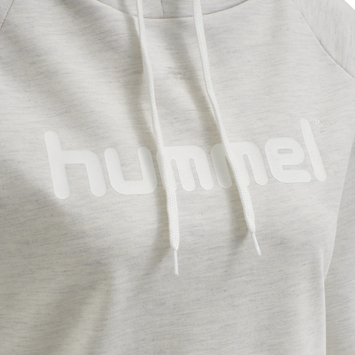 HMLGO COTTON LOGO HOODIE WOMAN, EGRET MELANGE, packshot