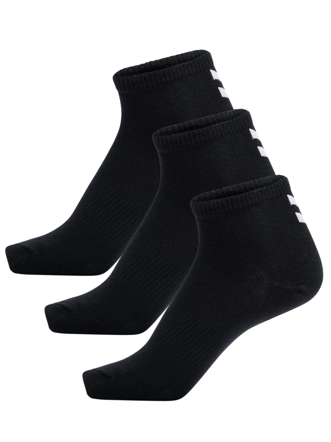 hmlCHEVRON 3-PACK  MID CUT SOCKS, BLACK, packshot