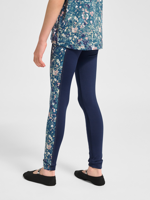 hmlJR MIX MID WAIST TIGHTS, DRESS BLUES/RIVERSIDE, model