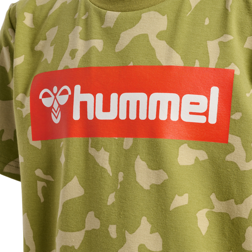 hmlRUSH AOP T-SHIRT S/S, GREEN OLIVE, packshot