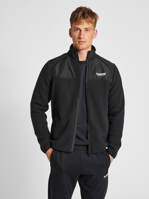 hmlLGC CHARLEY FLEECE JACKET, BLACK, model