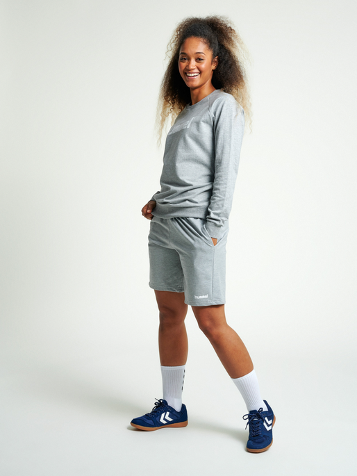 HMLGO COTTON LOGO SWEATSHIRT WOMAN, GREY MELANGE, model