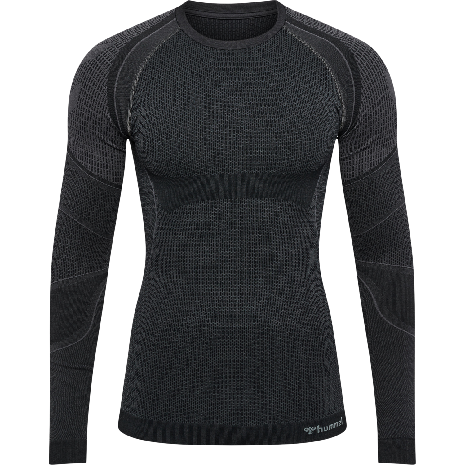 hmlMT OLLI SEAMLESS T-SHIRT L/S, BLACK/ASPHALT MELANGE, packshot