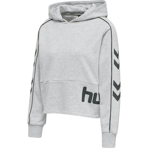 hmlLGC YOKO CROPPED HOODIE, LIGHT GREY MELANGE, packshot