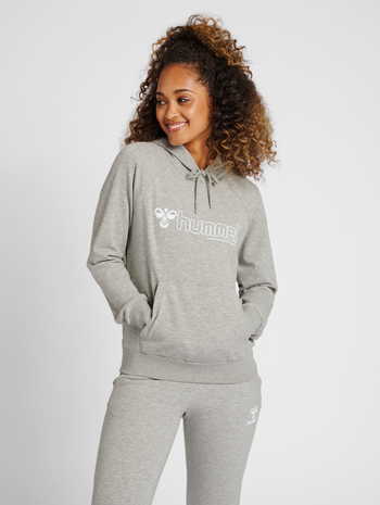 hmlNONI 2.0 HOODIE, GREY MELANGE, model