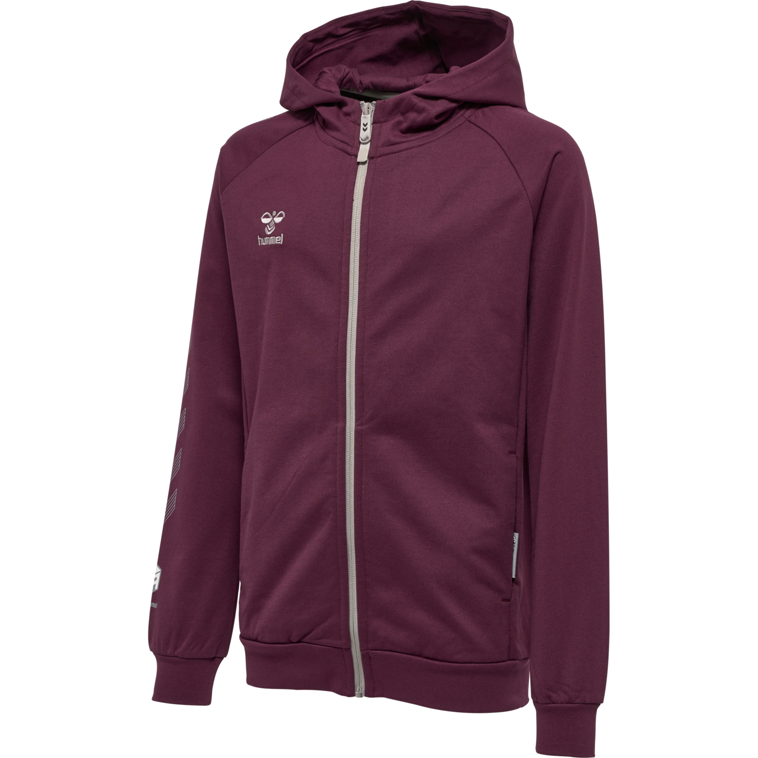 hmlMOVE GRID COTTON ZIP HOODIE KIDS, GRAPE WINE, packshot