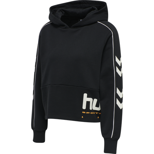hmlLGC YOKO CROPPED HOODIE, BLACK, packshot