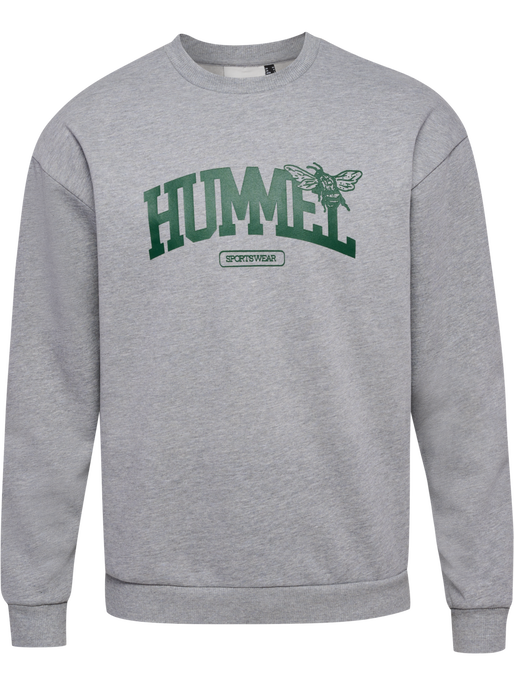 hmlLOOSE CREWNECK UNIVERSITY BEE, GREY MELANGE, packshot